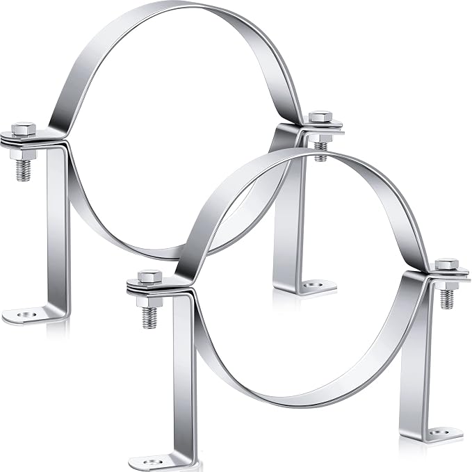 2 Pcs 6 Inch B Vent Wall Straps, Round Pipe Split Ring Hangers | Galvanized by Dunzy
