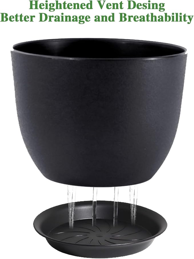 UOUZ 12inch Large Plant Pot, Modern Plastic Planter - Image 3