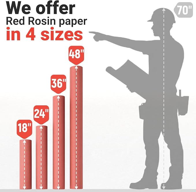 Floor Protection Paper 48" x 166' Red Rosin Paper Roll - Image 8
