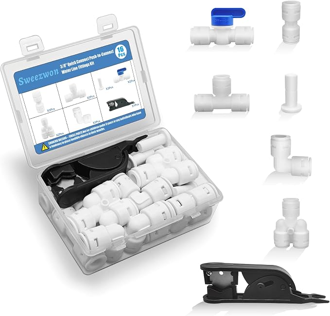 3/8" Quick Connect Push-to-Connect Water Line Fittings Kit | by Sweezwon
