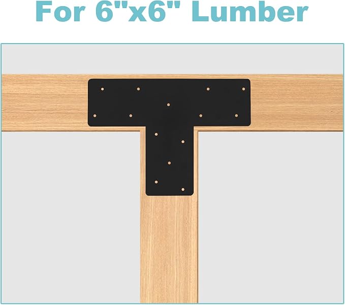 4 Pcs 16.9"x 5" T Post Bracket for Pergola | Mending Plate Fit 6x6|8x8 - Image 5