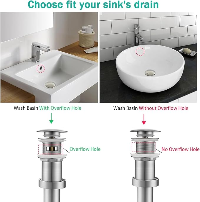 Brass Round Bottle P-Trap with Pop Up Drain Stopper with Overflow, 1 1/4 - Image 3