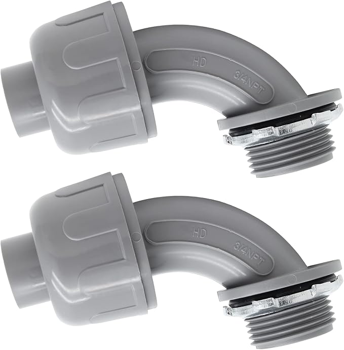 2Pcs 3/4" NPT Liquid-Tight Connector, 90-Degree | Electrical Conduit Connector by LifCratms