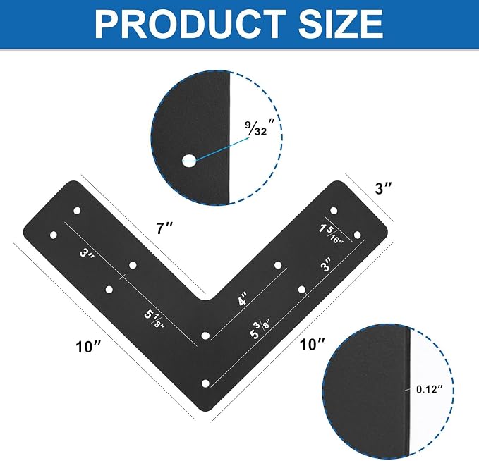 L Right Angle Bracket 4pcs, L Shape Brackes | Black Powder Coated Post to Beam - Image 2