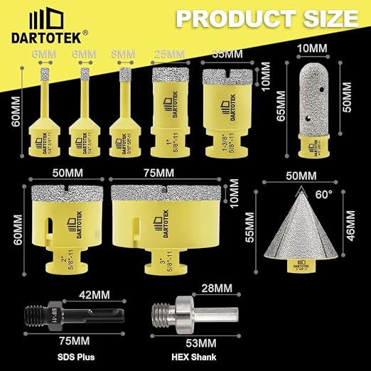 Diamond Core Drill Bits Set 11PCS - Image 4