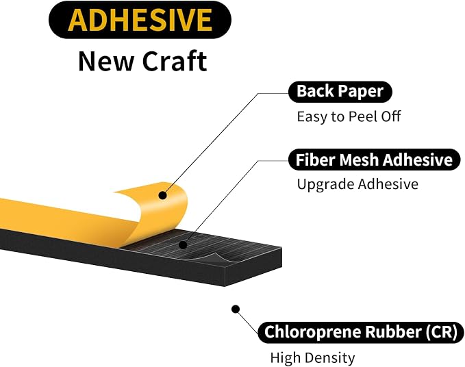 Foam Weather Stripping Tape, High Density CR, 2 in x 1/2 in x 6.5Ft | Weather - Image 4