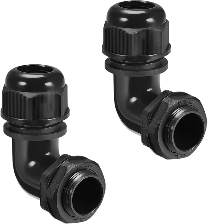 M25 Cable Gland, 90 Degree Adjustable 13-18mm Strain Relief, Cord Connectors by LeMotech