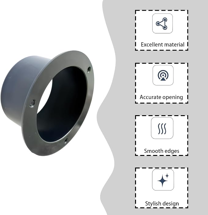 3 Inch Black Plastic Duct Connector Flange, ABS Straight Pipe Fitting - Image 4