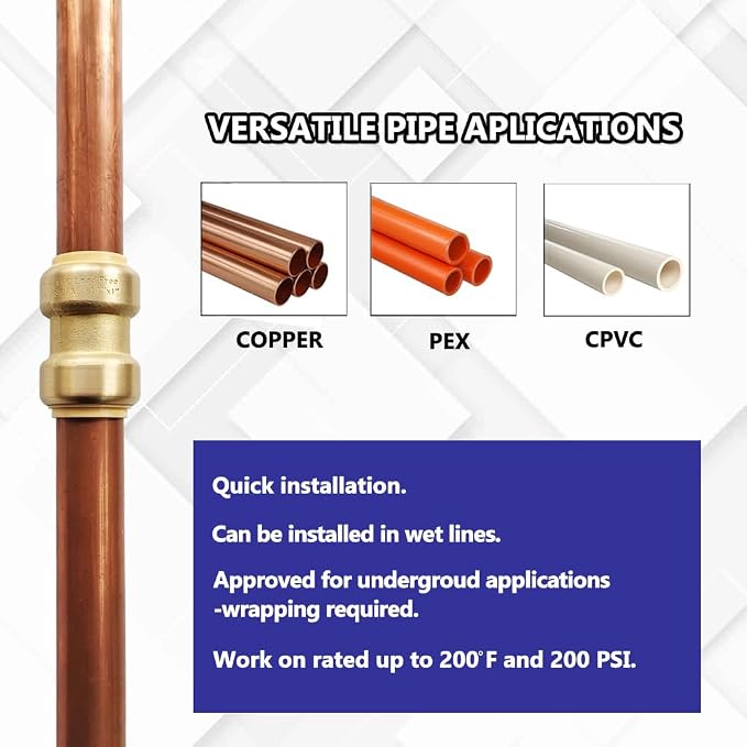 1" Pex fitting Straight Coupling Push Fit PEX Fittings, Push-to-Connect Copper - Image 4