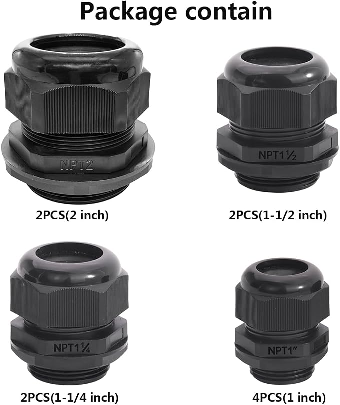 PENGLIN 10PCS NPT Gland Nylon Cable Connector 1-1/4", Effective Cable Strain - Image 3