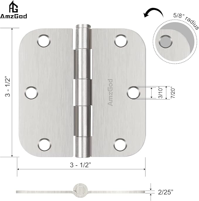 Door Hinges Brushed Nickel - Image 4