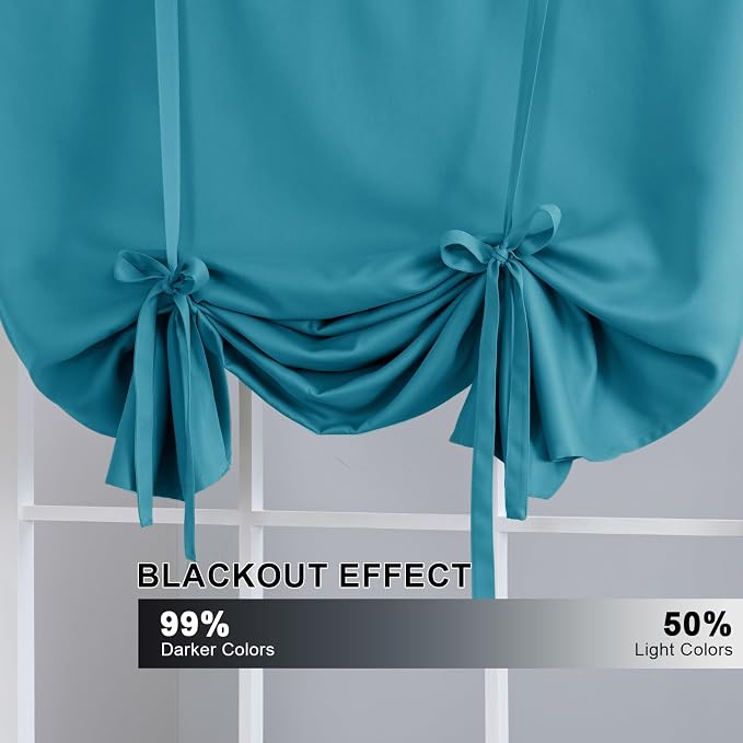 H.VERSAILTEX Blackout Tie Up Curtain Energy Efficient Window Shades Adjustable - Image 3