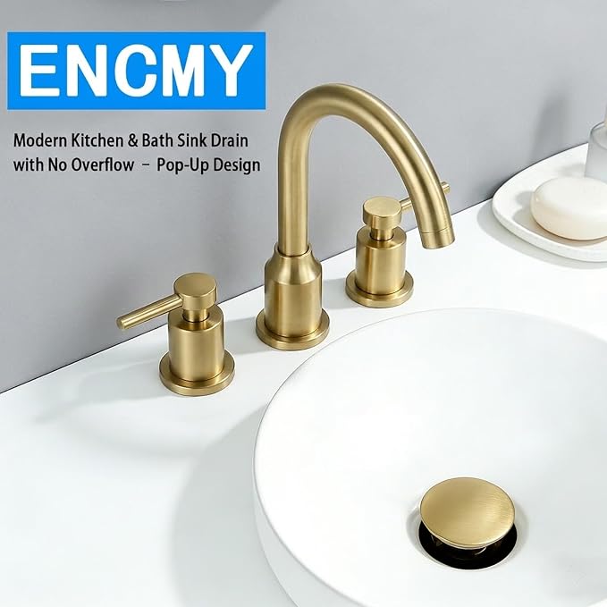 Bathroom Sink Drain Without Overflow- Brushed Gold Pop up Drain - Image 3