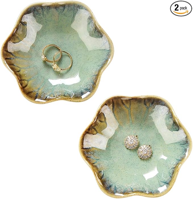 JAMEND CLXP 2PCS Ring Holder Dish, Small Key Bowl, Ceramic Trinket Tray Jewelry by JAMEND+CLXP