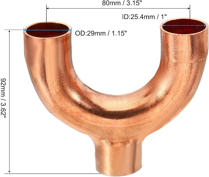 PATIKIL 1 Inch ID Copper Fitting, 3 Way Y Type 99.9% Pure Copper Pipe Fitting - Image 2