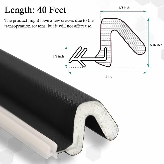 LSGCQ Kerf Weather Stripping for Door Seal Strip, 40 Ft, Front Door Seal Strip - Image 3