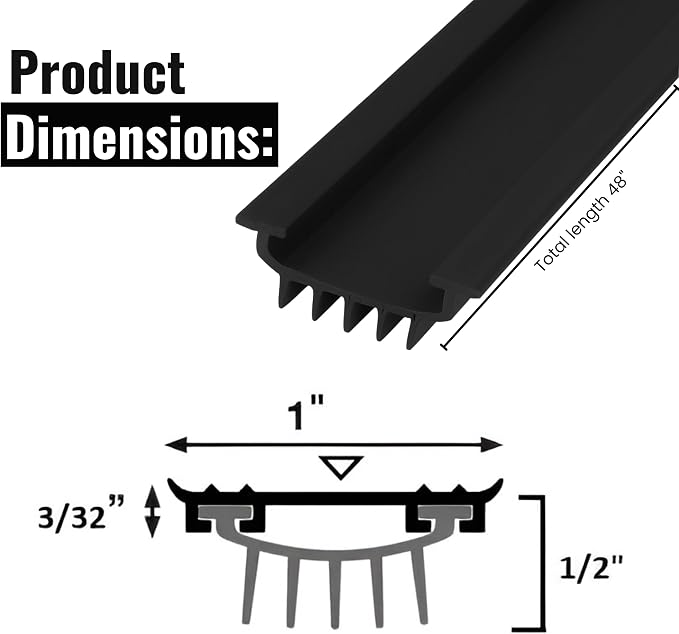 CBW KC Hardware U Shaped Rubber Door Bottom Sweep| Weather Stripping Door Seal - Image 2