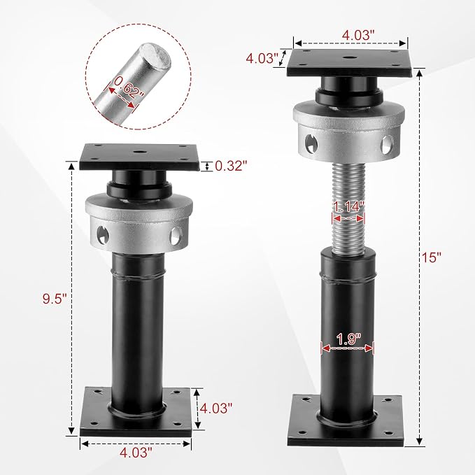 House Floor Jack, 9.5-15" Screw Jack Home Leveling, 046LBS Load Capacity | - Image 4