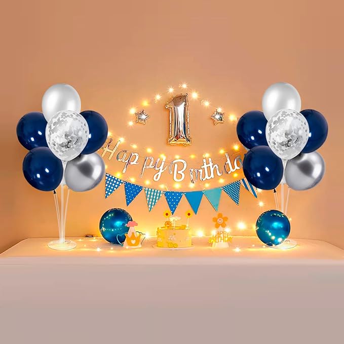 ZJDHPTY 4 Set Navy Blue Silver Balloon Stand Table Centerpieces Party Decor | - Image 6