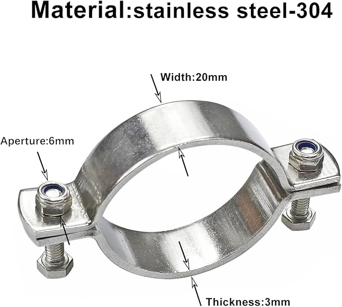 AKIHISA 2 Pcs 27/32 Inch Heavy Duty Rigid Handleless Flat Pipe Bracket Clamp - Image 2