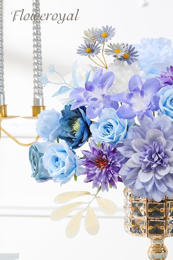 Artificial Flowers Combo Purple Flowers Mix Silk Flowers Dahlia Roses - Image 2