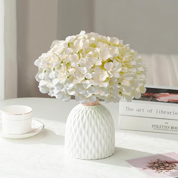 65Pcs Champagne Hydrangea Artificial Flowers Bulk, Realistic Silk Fake Flowers - Image 6