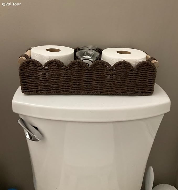 CubesLand Scalloped Toilet Paper Storage Basket W/Handle - Image 6