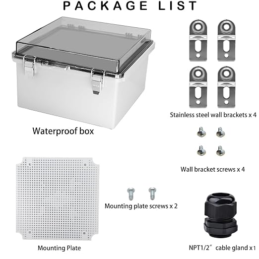 Waterproof Electrical Box, IP67 Junction Box Stainless Steel Latch Hinged Clear - Image 5