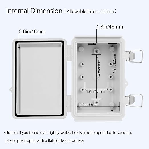 Electrical Box, IP67 Waterproof Hinged Cover Stainless Steel Latch Junction Box - Image 5