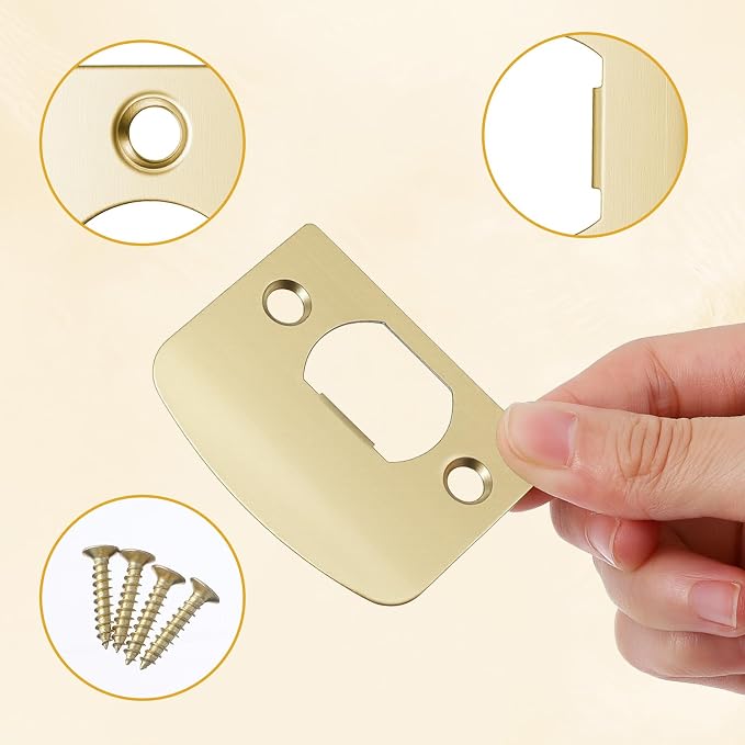 2Pcs Door Strike Plate Door Latch Plate Brass Univeral Strike Plates - Image 3