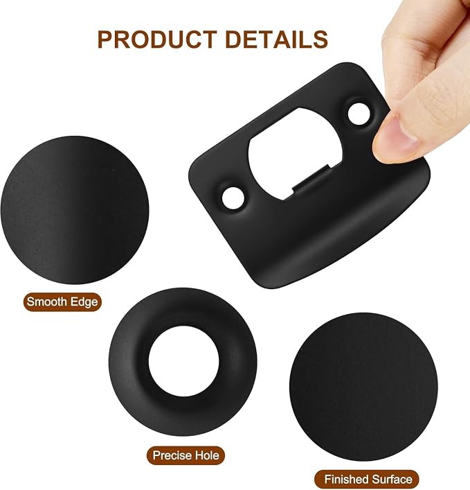 Door Strike Plate for Interior Doors, Matte Black, 2 Pack | 2-1/4"x1-3/4" - Image 4