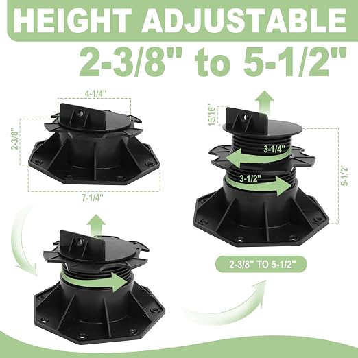 24Pack Adjustable Deck Support Pedestal, 2-3/8" to 5-1/2" Height | Deck - Image 3