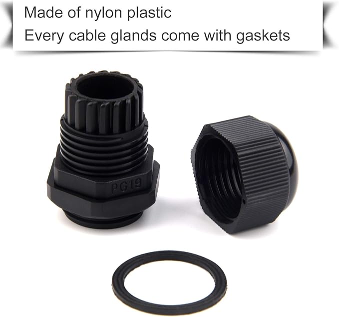 TUPARKA 50 Pack Cable Gland Waterproof Adjustable 3-16mm Cable Connectors PG7 - Image 5