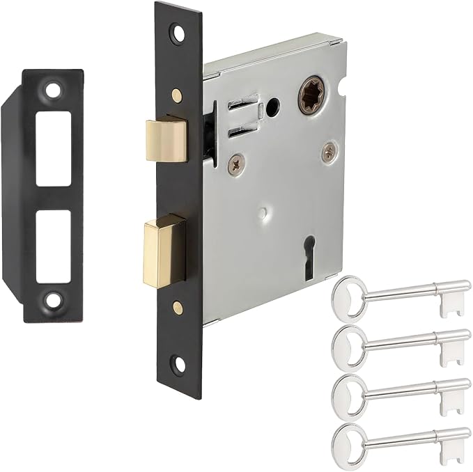 Mortise Lock Latch Replacement Parts, Matte Black Finish | Includes Antique by Newliplace