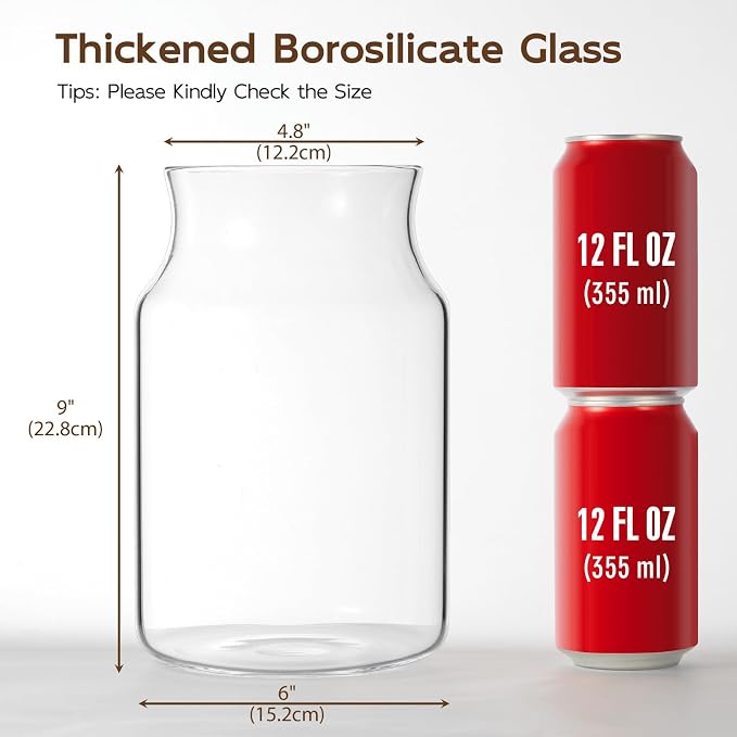 Clear Glass Vase, Large Flower Vase, 9-inch Glass Flower Vase - Image 2