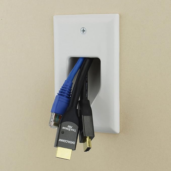 DATA COMM Electronics 45-0001-WH 1-Gang Recessed Low Voltage Cable Plate – - Image 2
