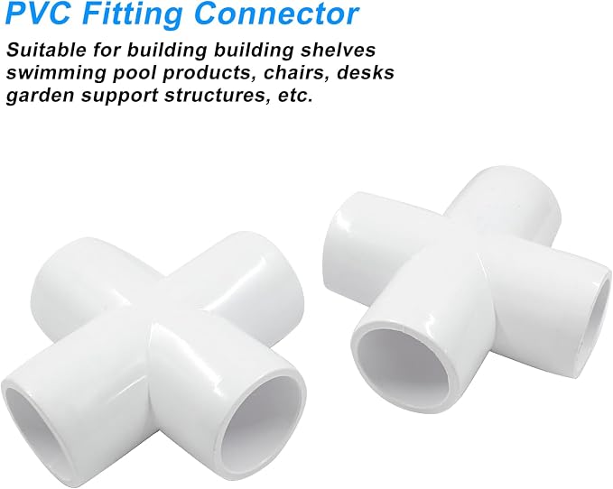 Piutouyar 4 Pcs 1/2" Cross Elbow PVC Pipe Fitting, 4 Way | Furniture Grade Pipe - Image 3