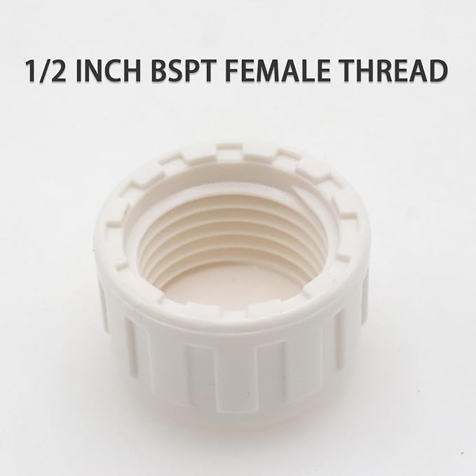 10-Pack PVC Female Thread End Cap Plug Fittings, 1/2Inch White | plumbing diy - Image 3