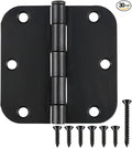TDCHINGES 3 1/2" Matte Black Door Hinges 3.5" Rounded Flat 5/8" 30 Pack | by TDCHINGES