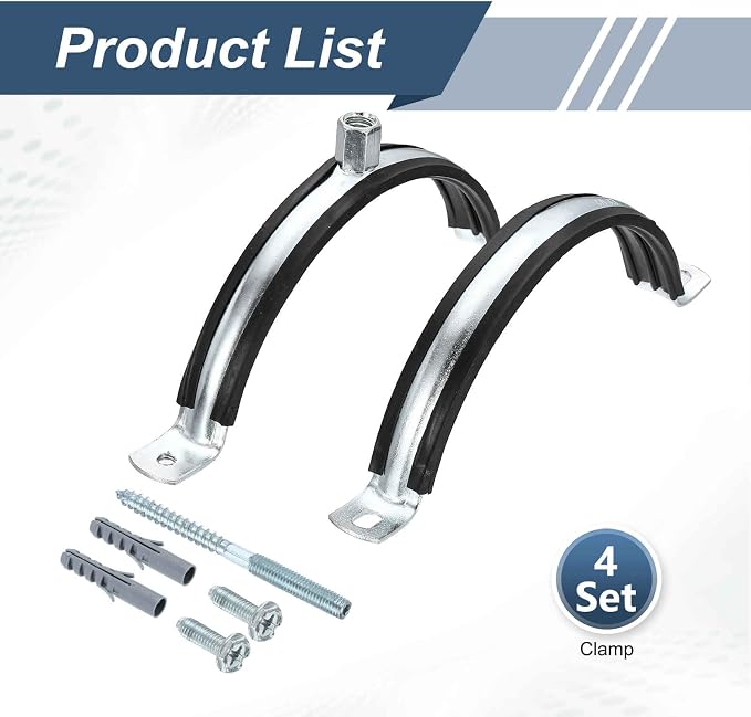 HARFINGTON 4 Set Split Ring Pipe Hanger 5-1/2" Galvanized Steel Sheet Wall - Image 3