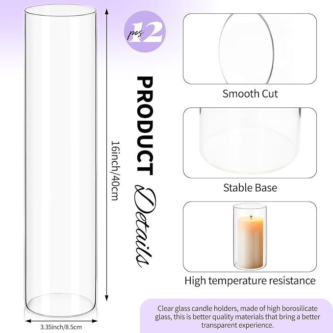 12Pack Glass Cylinder Vases for Centerpieces - Image 2
