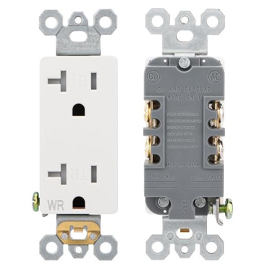 Wengart 6-Pack 20 Amp Duplex Receptacle Outlet, Weather Resistant & Tamper - Image 6
