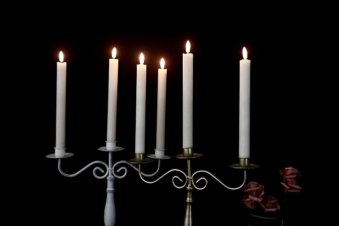 GenSwin Flameless Taper Candles LED Battery Operated Remote Timer White | LED - Image 3