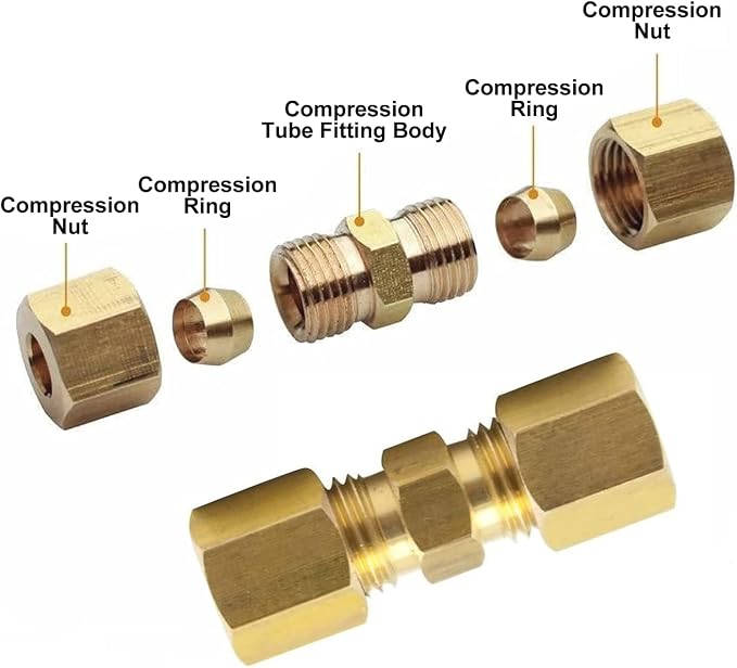 Brass Compression Tube Fitting, 5/8" OD x 5/8" OD - Image 7