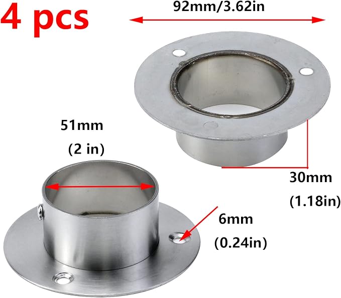 Antrader 4-Pack 2-Inch Stainless Steel Closet Rod Flanges - Image 3