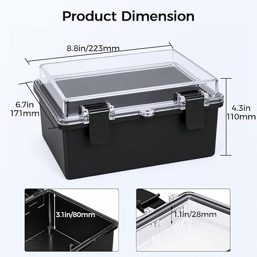 LeMotech Junction Box IP67 Waterproof Electrical Box ABS Plastic Hinged Shell - Image 3