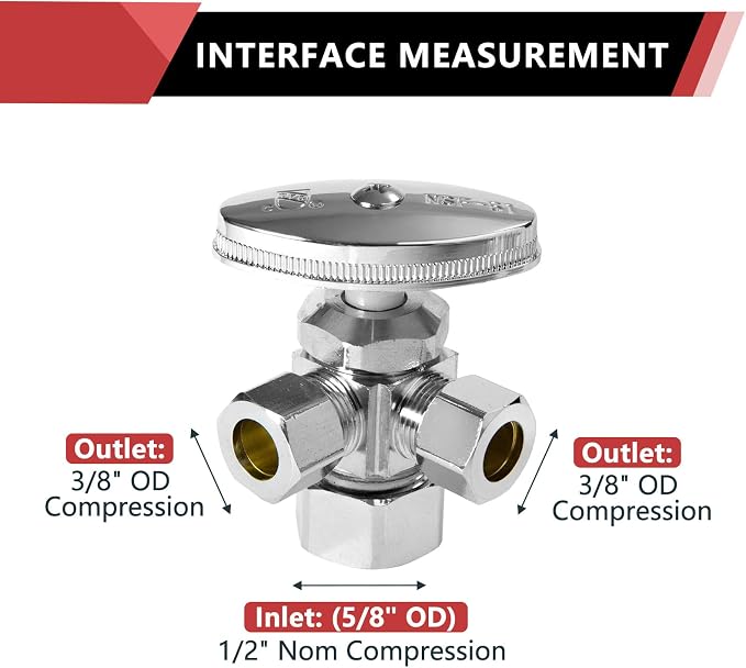 20PCS EFIELD Dual Compression Outlet Multi-Turn Angle Stop Valve | 1/2" NOM x - Image 2