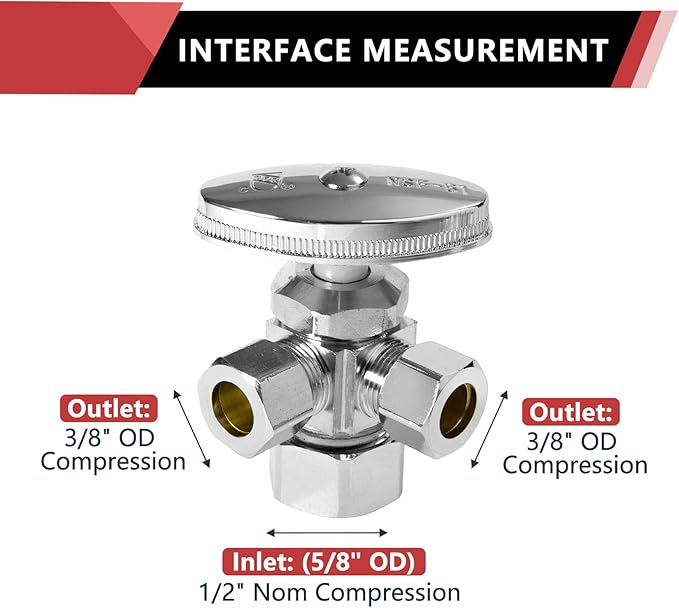 50PCS EFIELD Dual Compression Outlet Multi-Turn Angle Stop Valve | 1/2" NOM x - Image 2