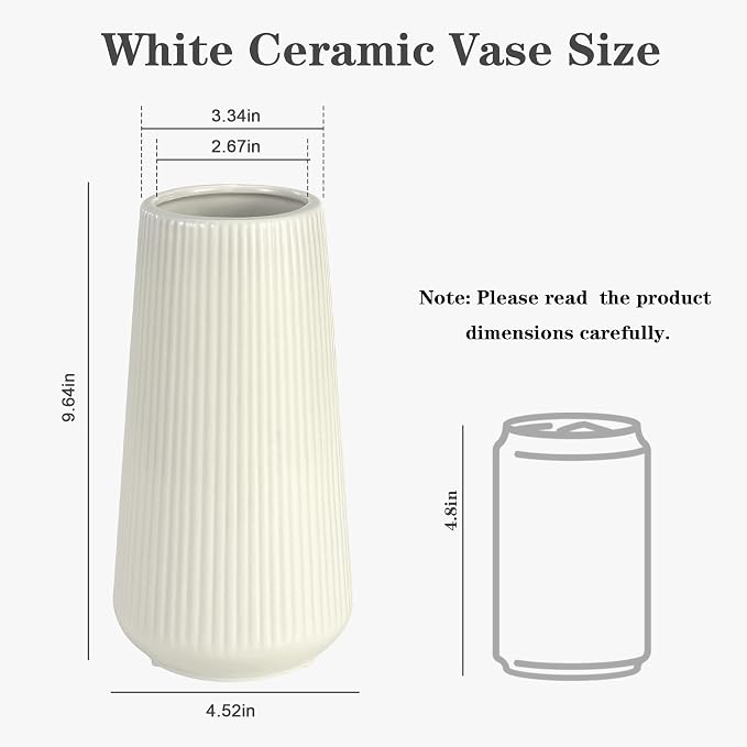 Beige Ceramic Vase, GUKJOB Cute Flower Vase - Image 2