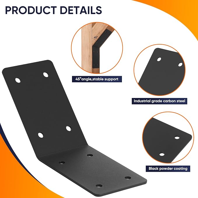 4 Pcs 5"x5"x3" 45 Degree Angle Brackets - Image 4